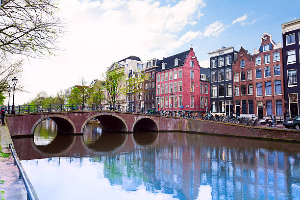 istock Amsterdam canal view with river and houses 490608162