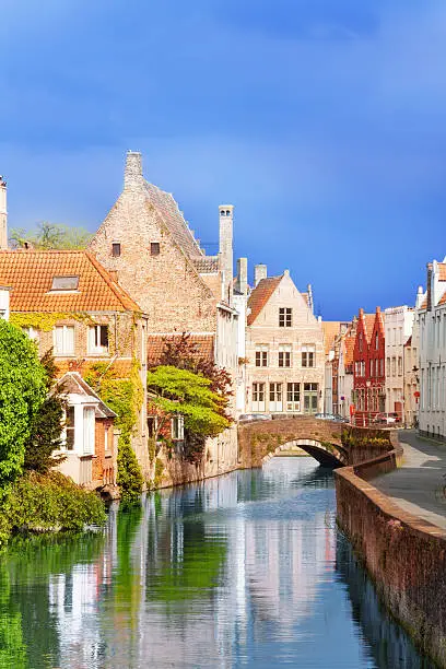 Photo of Sint-Annarei canal view during summer, Bruges