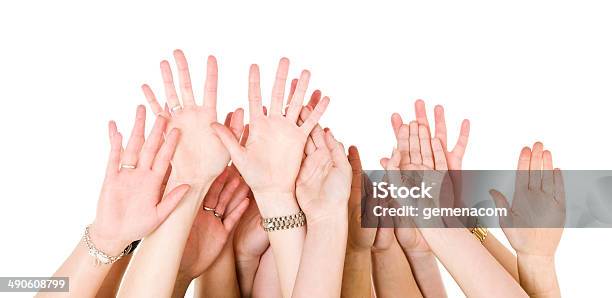 Human Hands Raised Stock Photo - Download Image Now - Sea Of Hands, Reaching, Adult