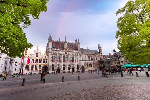 Fortified citadel Stadhuis with Burg square, Bruges, Belgium during day time