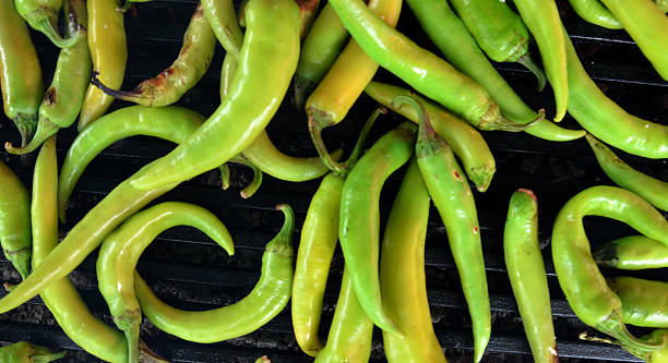 istock Green paprika on a grill 490610984
