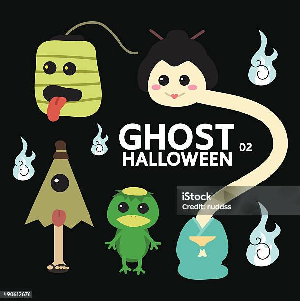 Ilustración de Ghost Juego De Caracteres Para Halloween Monada Mínima Diseño Plano y más Vectores Libres de Derechos de Kappa - Fictional Character