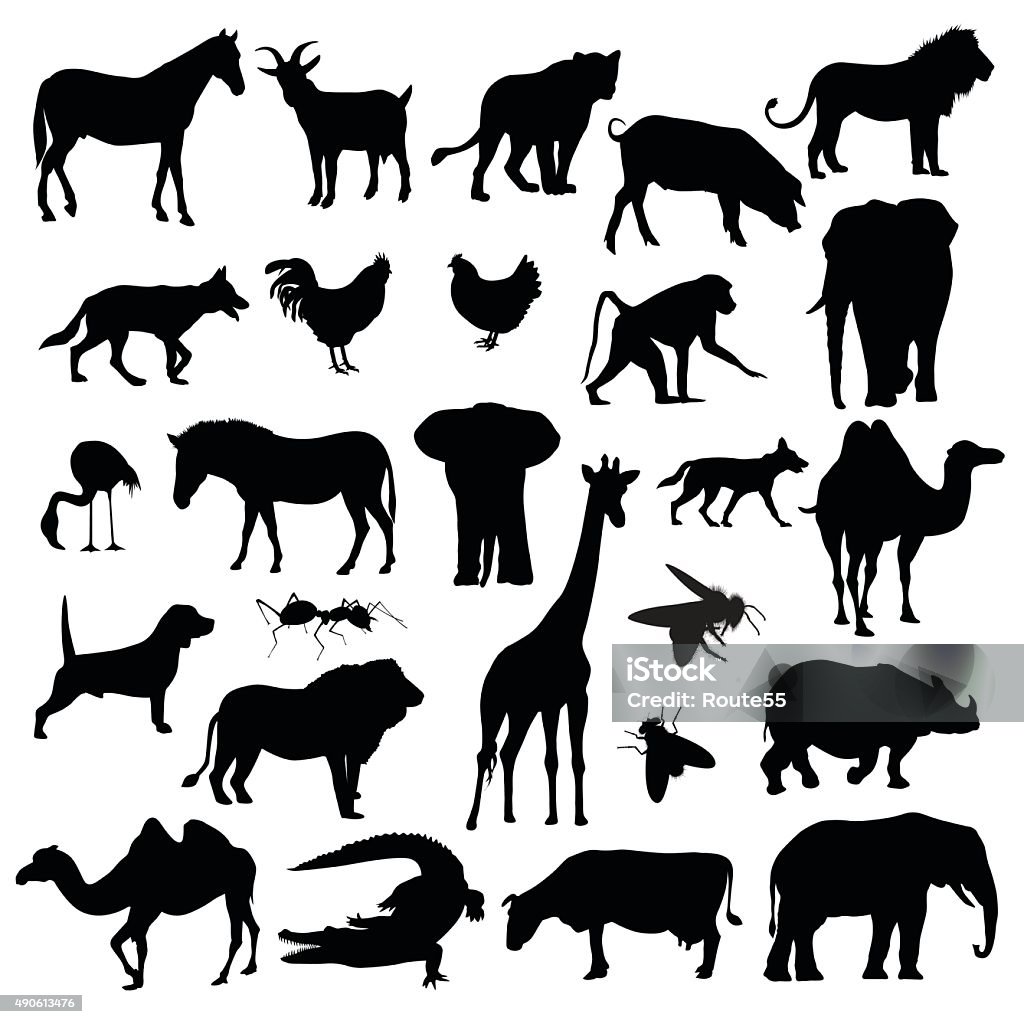 Animals Animals collection isolated on white. Vector illustration In Silhouette stock vector