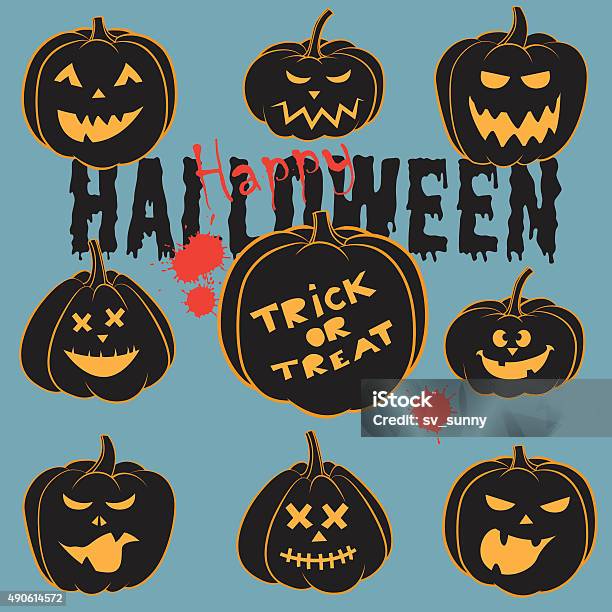 Ilustración de Calabazas Del Set De Cosecha Feliz Halloween Halloween Álbum De Recortes y más Vectores Libres de Derechos de 2015