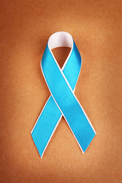 istock Teal and White Awareness Ribbon on Brown 490615053