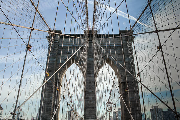 istock Brooklyn Bridge and the ropes suspending it 490615449