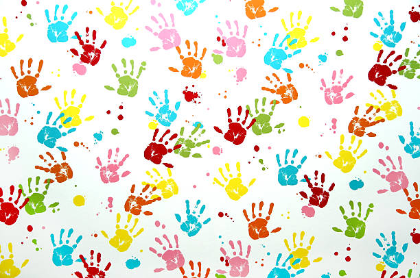 Colorful children hand print on a wall. Colorful children hand print on a wall. tapestry photos stock pictures, royalty-free photos & images