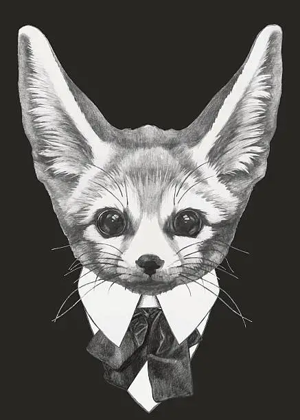 Vector illustration of Portrait of Fennec Fox in suit.