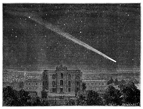 Antique illustration of comet (1843)