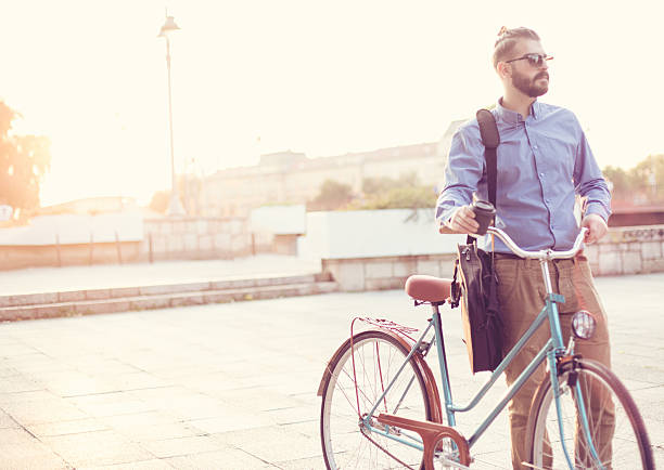istock off to work on a bike 490622050