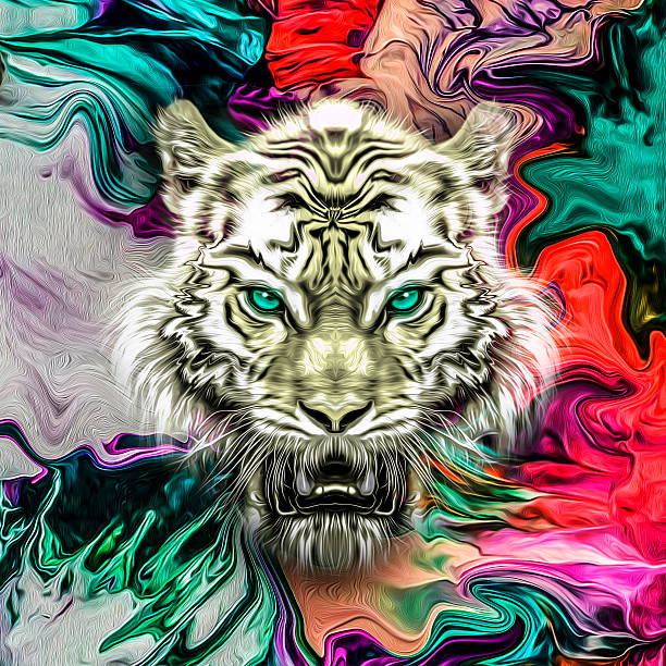 istock Colorful illustration of tiger on graphic background 490622102