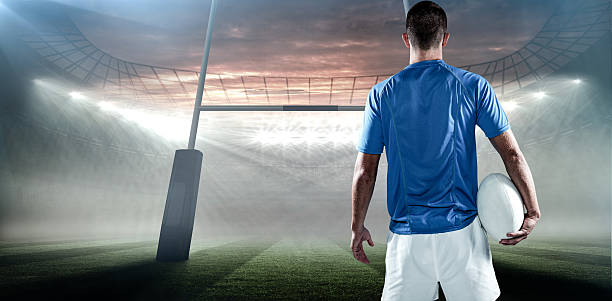 istock Composite image of rugby player with ball 490632892