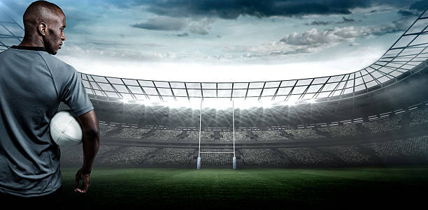 imagem composta de grande jogador de rugby - clothing team sport serious viewpoint - fotografias e filmes do acervo