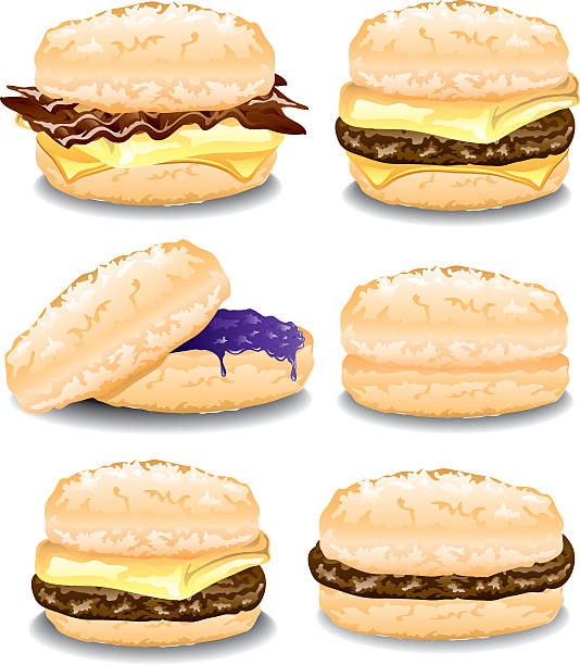 bildbanksillustrationer, clip art samt tecknat material och ikoner med assorted biscuits - cheese sandwich
