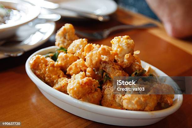 Fried Alligator With Chili Garlic Mayonnaise Stock Photo - Download Image Now - Alligator, Biting, Meat