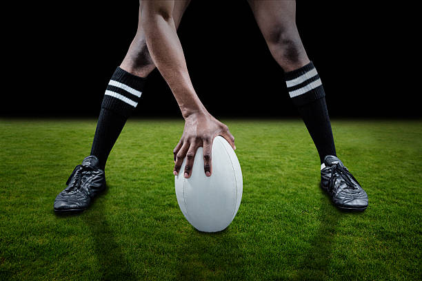 istock Composite image of rugby player on pitch 490638876