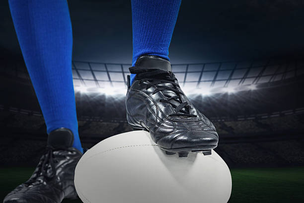 istock Composite image of rugby player on pitch 490638964