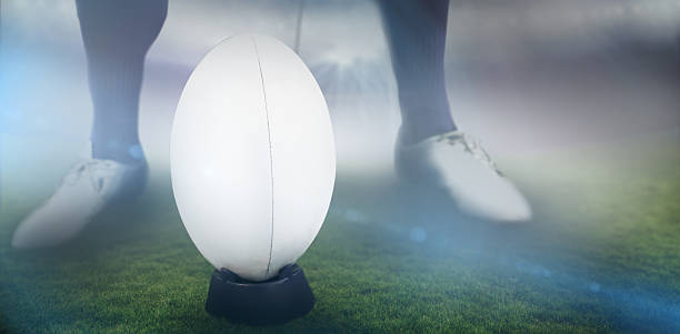 istock Composite image of rugby player on pitch 490639116