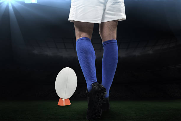 istock Composite image of rugby player on pitch 490639960