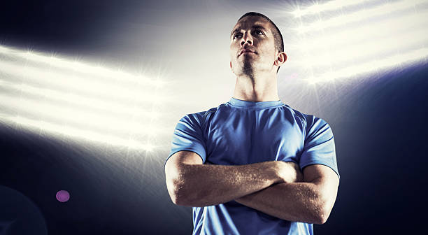 istock Composite image of tough rugby player 490640496