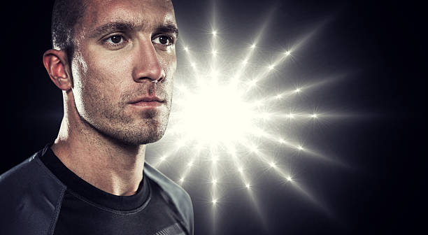 istock Composite image of tough rugby player 490640608