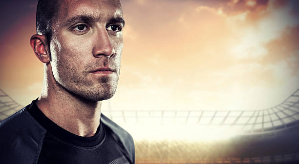 istock Composite image of tough rugby player 490642272