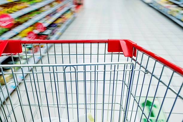 istock Grocery cart in a supermarket 490642380