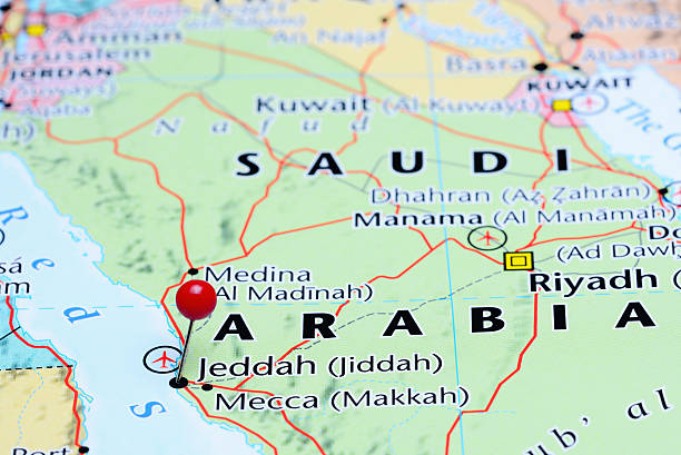 istock Jeddah pinned on a map of Asia 490642908