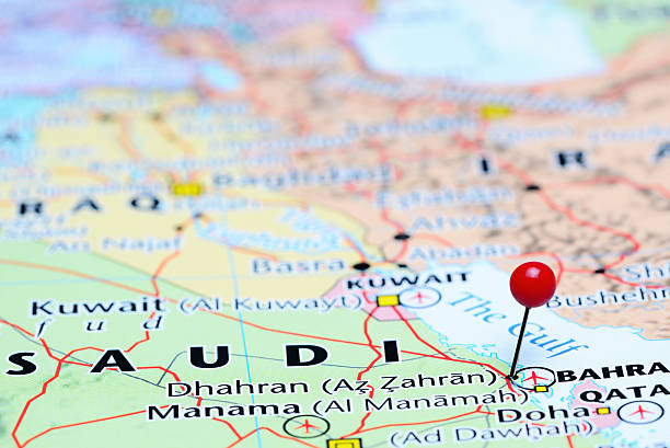 istock Dhahran pinned on a map of Asia 490642972