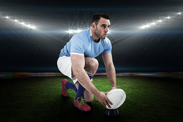 istock Composite image of rugby player ready to kick 490643698
