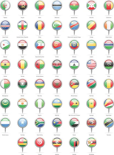 Vector illustration of Africa - Round Flag Pins - Illustration