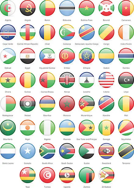 Vector illustration of Africa - Round Flags - Illustration
