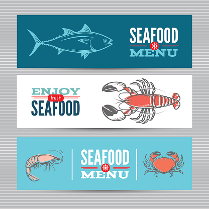 Seafood banners set