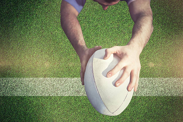 istock Composite image of rugby player ready to tackle the opponent 490645666