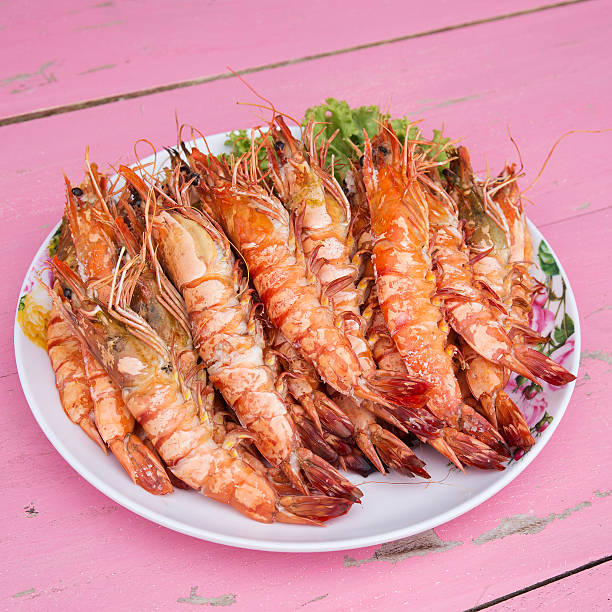 istock Grilled shrimps on the plate 490645786