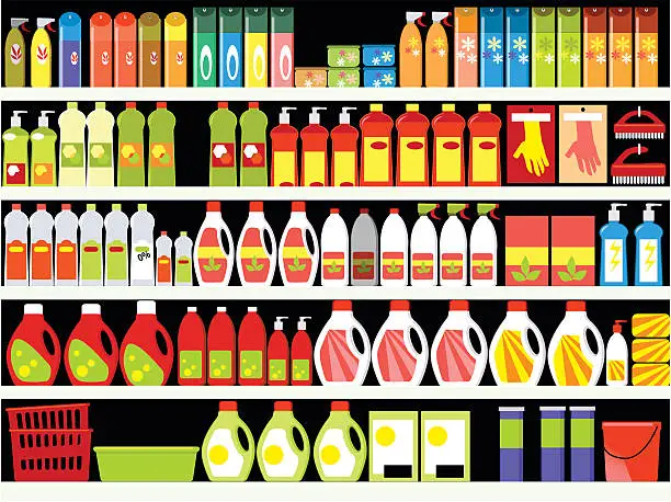 Vector illustration of Cleaning supplies