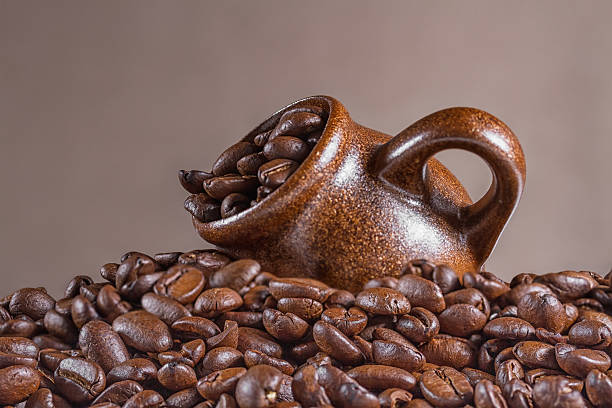 istock Background of coffee beans with cup 490655627