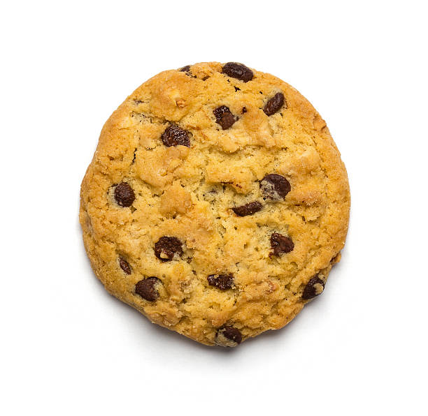 Chocolate chip cookie Close up of chocolate chip cookie isolated on white background chocolate chip cookie top view stock pictures, royalty-free photos & images