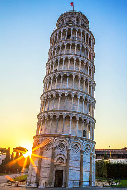 istock Famous Pisa leaning tower at sunrise 490657079