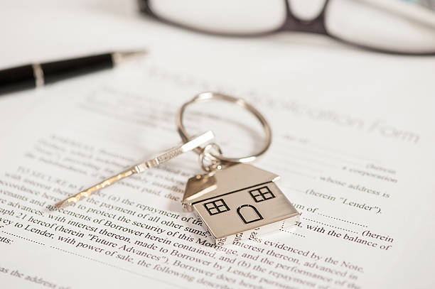 House document with keys and pen stock photo