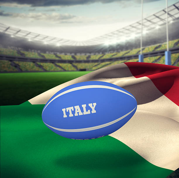 Composite image of italy rugby ball Italy rugby ball against rugby stadium best rugby free bet stock pictures, royalty-free photos & images