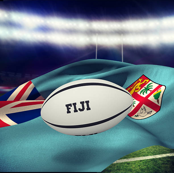 Composite image of fiji rugby ball Fiji rugby ball against rugby stadium best rugby free bet stock pictures, royalty-free photos & images
