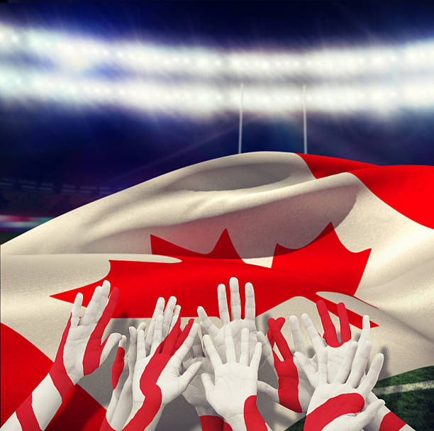 istock Composite image of people raising hands in the air 490660438