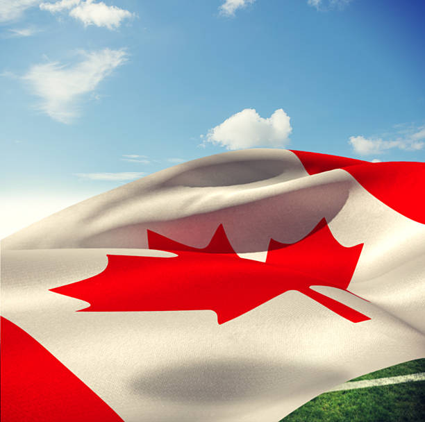 istock Composite image low angle view of canadian flag 490660612