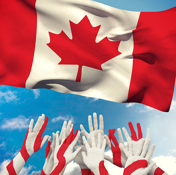 istock Composite image of people raising hands in the air 490661346