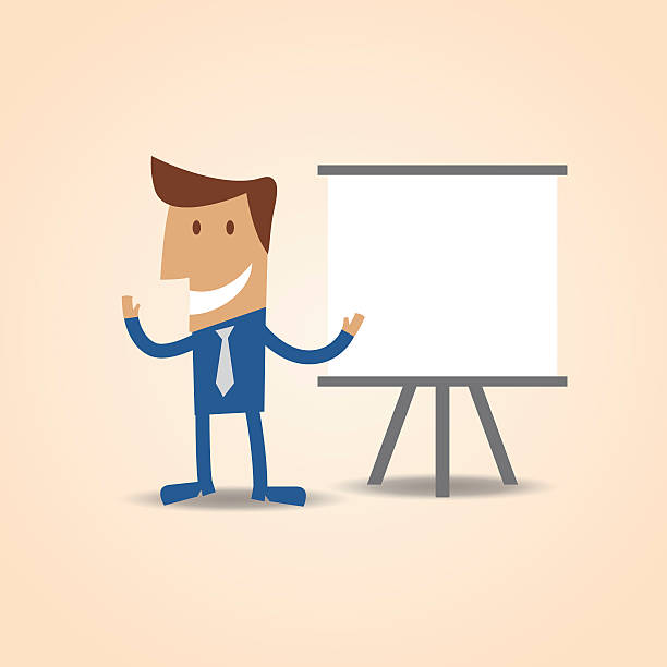 training-geschäftsmann series - businessman interactive whiteboard education imagination stock-grafiken, -clipart, -cartoons und -symbole