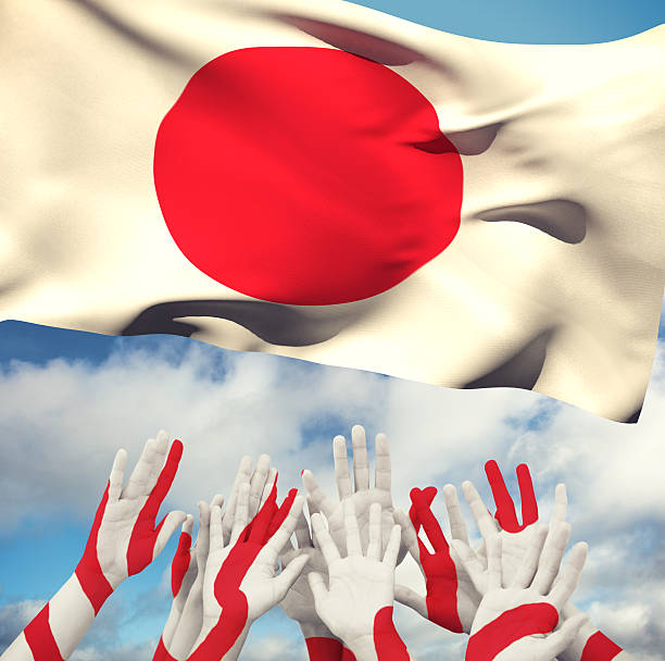 istock Composite image of people raising hands in the air 490661452