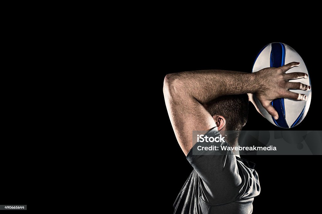 Imagem composta de bola arremesso de Jogador de rugby - Foto de stock de Rugby - Esporte royalty-free