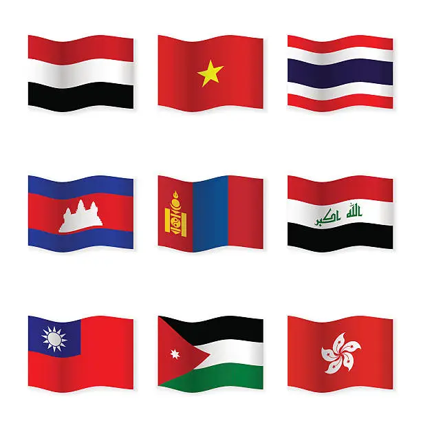 Vector illustration of Waving flags of different countries 4