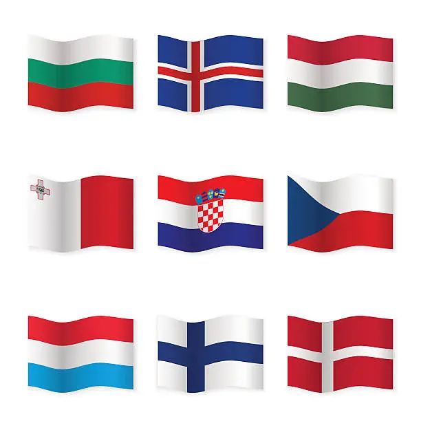 Vector illustration of Waving flags of different countries 6